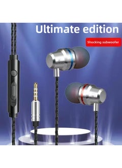 In-ear Headphones For OPPO Huawei Xiaomi Vivo Apple Gaming Headphone Cord Earbuds Headset Wired Headphones-Colour:Upgraded Version (aurora Silver) Wire Control + Microphone + Tuning - (round Head) Noble Thousand Yuan Sound Quality - 1 Pack