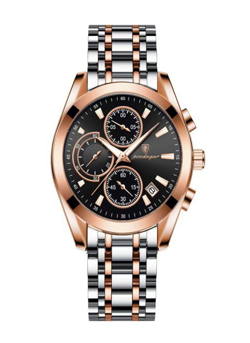 POEDAGAR Men’s Analog Quartz Luminous Chronograph Stainless Steel Watch 39mm  - Image 1