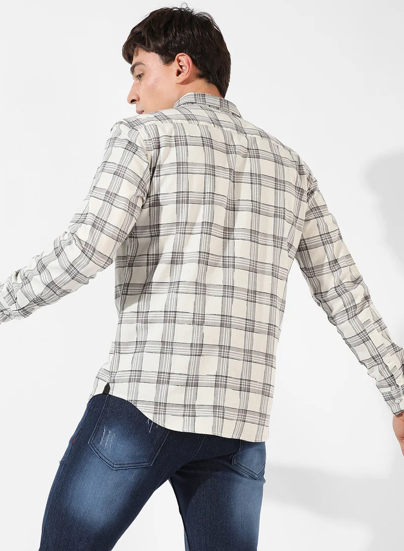 كامبوس سوترا Men's Multicolour Checkered Regular Fit Casual Shirt
