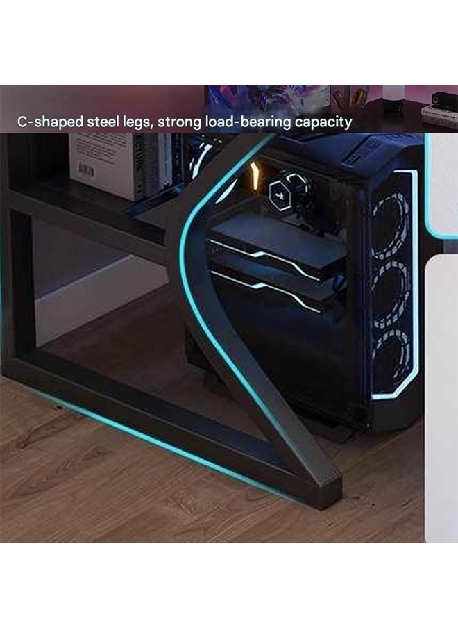 Ergonomic Gaming Desk with Carbon Fiber Surface  Large Computer Table for Home Office or Gaming Setup 100x60x75cm