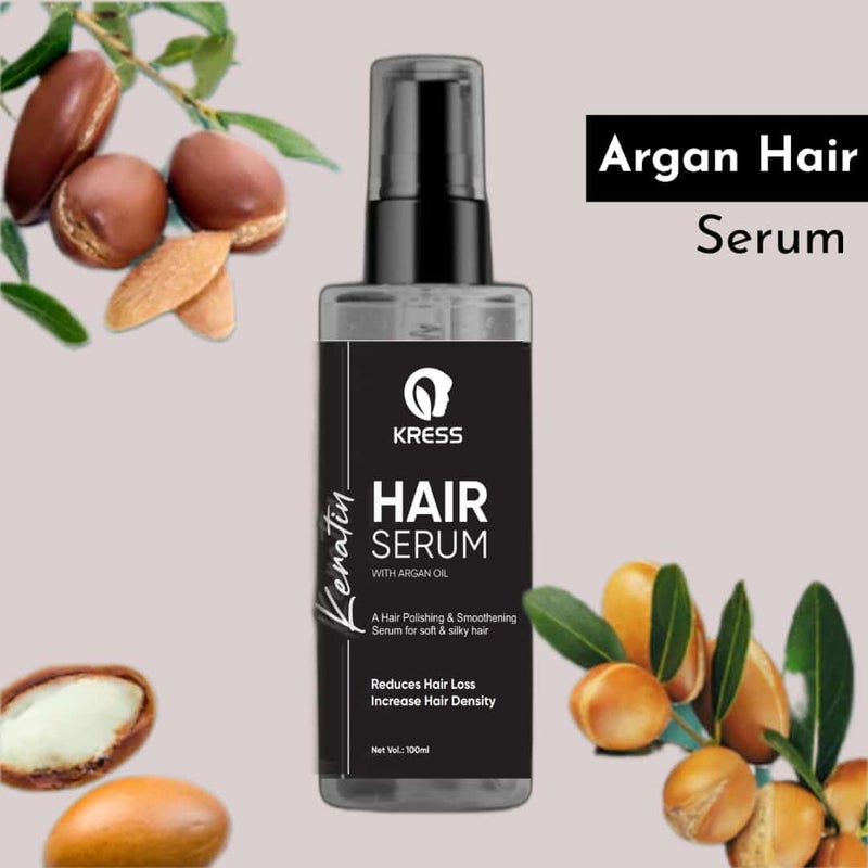 Kress Moisturizing Hair Shampoo Argan Mask Hair Serum for Frizz Free Smooth Shiny Healthy Hair 3 Steps Hair Care Combo Set - Image 5