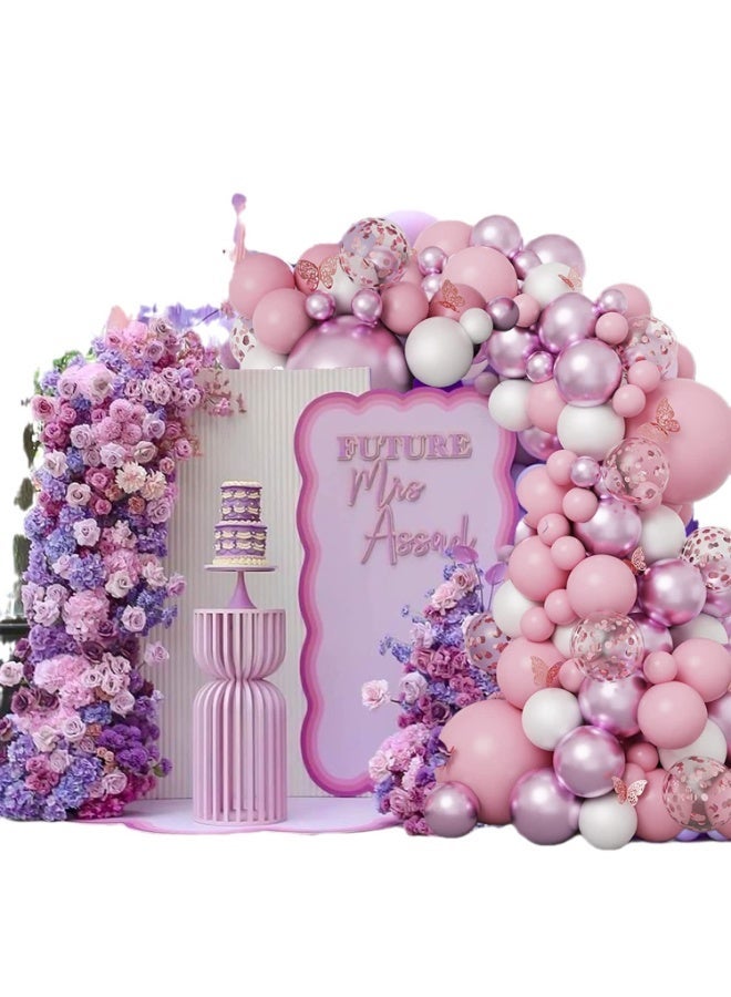 Souvenir Souq 101Pcs Premium Pink, White, Purple & Confetti Balloon Garland Arch Kit | Latex Party Balloons Set with Accessories for Birthday, Baby Shower, Wedding & Anniversary Decoration - Image 5