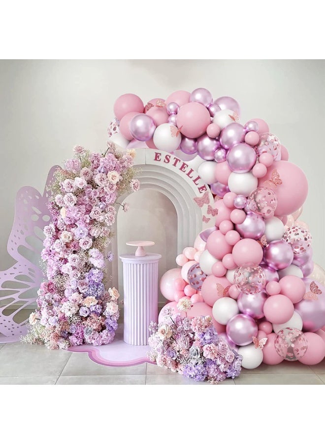 Souvenir Souq 101Pcs Premium Pink, White, Purple & Confetti Balloon Garland Arch Kit | Latex Party Balloons Set with Accessories for Birthday, Baby Shower, Wedding & Anniversary Decoration - Image 3