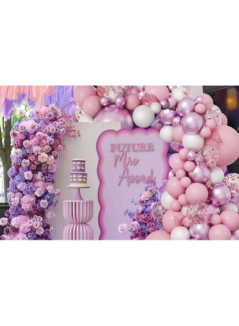 Souvenir Souq 101Pcs Premium Pink, White, Purple & Confetti Balloon Garland Arch Kit | Latex Party Balloons Set with Accessories for Birthday, Baby Shower, Wedding & Anniversary Decoration - Image 2