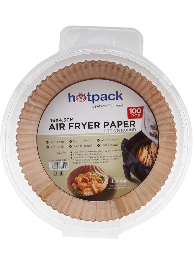 Hotpack ورق دائري للقلي الهوائي من هوت باك بني 16x4.5 سم، 100 قطعة  - Image 1
