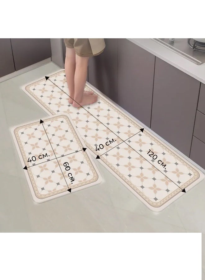 حصيرة المطبخ للأرضية 2pcs ، 40*60+40*120 سم مكافحة التعب لسجاد المطبخ المليء بالماء ، سجادة حصيرة راحة غير قابلة للانزلاق للمنزل ، بالوعة ، الغسيل - Image 2