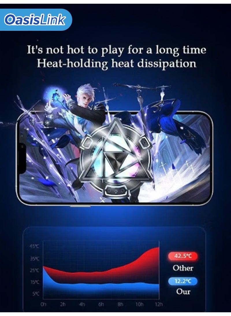 أواسيس لينك مبرد هاتف مغناطيسي، مروحة للهاتف المحمول، مبرد هاتف بمروحة، مشبك، مع RGB، تبريد سريع، مناسب للألعاب والبث المباشر، متوافق مع جميع موديلات الهواتف، مع رقعة امتصاص مغناطيسية (أسود) - Image 4