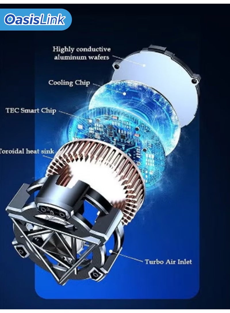 أواسيس لينك مبرد هاتف مغناطيسي، مروحة للهاتف المحمول، مبرد هاتف بمروحة، مشبك، مع RGB، تبريد سريع، مناسب للألعاب والبث المباشر، متوافق مع جميع موديلات الهواتف، مع رقعة امتصاص مغناطيسية (أسود) - Image 3
