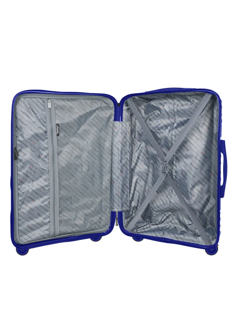 SENATOR Hard Case Trolley Luggage Set of 3 For Unisex Polypropylene Lightweight 4 Double Wheeled Suitcase With Built In TSA Type Lock Travel Bag KH1005 Blue