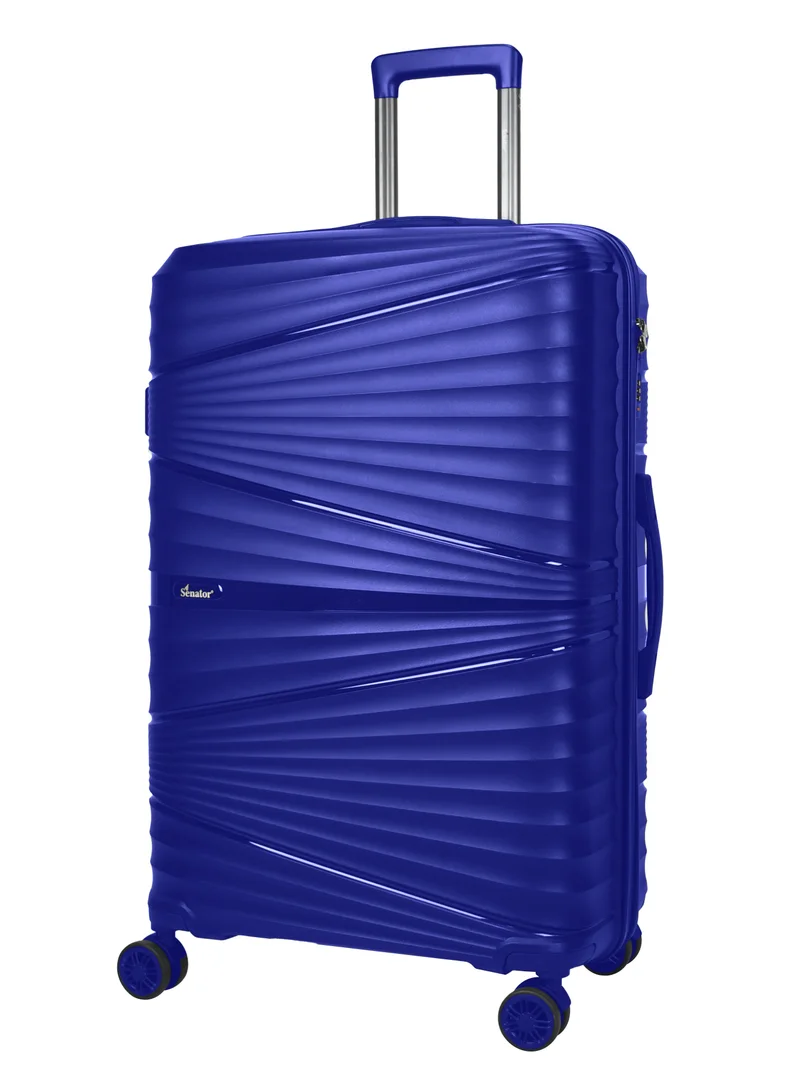 SENATOR Hard Case Trolley Luggage Set of 3 For Unisex Polypropylene Lightweight 4 Double Wheeled Suitcase With Built In TSA Type Lock Travel Bag KH1005 Blue
