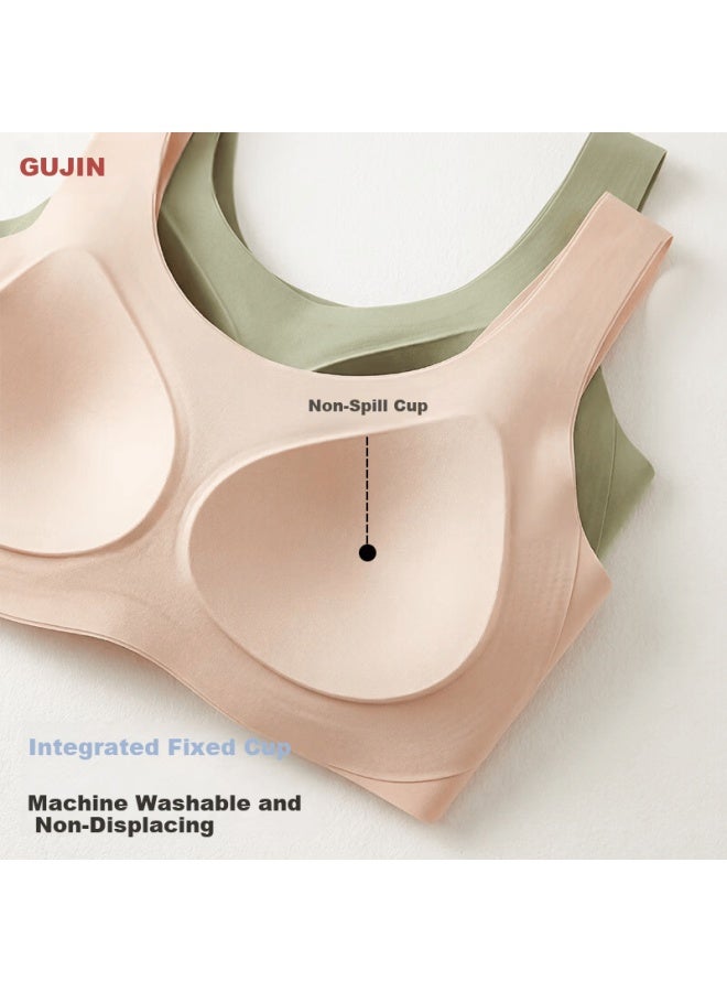 Gujin Seamless Invisible Vest Bra For Women, Small Chest Push-up, One-piece Backless Fixed Cup, Two-pack - Image 5
