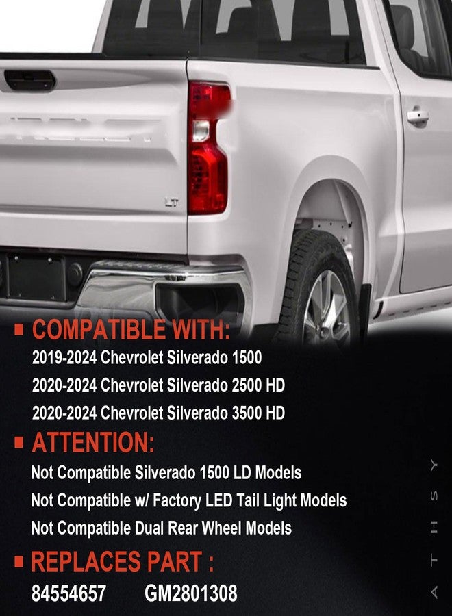 Lathsy Halogen Tail Light Compatible With 2019-2024 Chevy Silverado 1500 2500HD 3500HD Right Passenger Side Replace Part Number 84554657 (Halogen Type) - Image 2