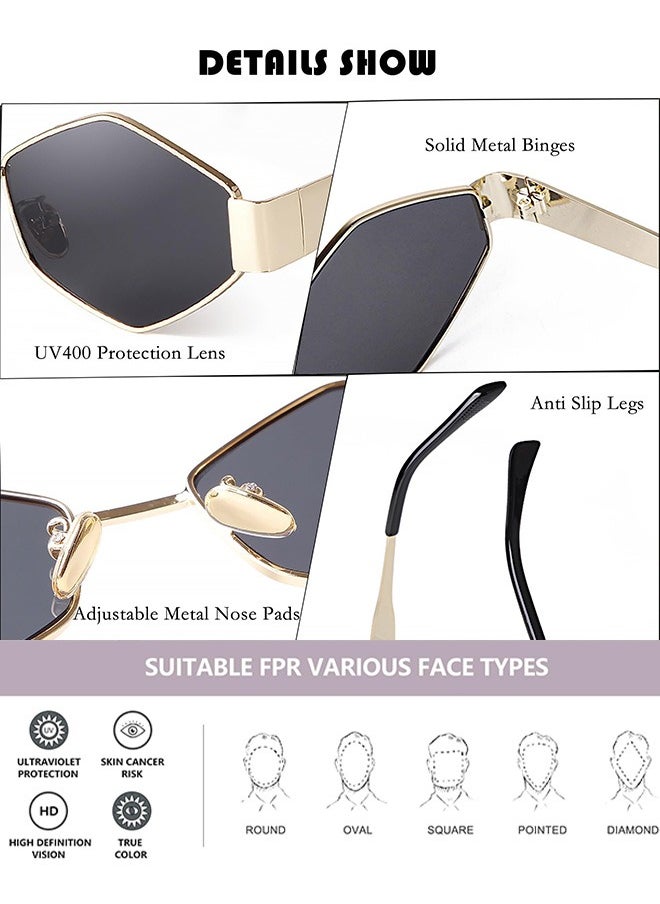 AZorb Oval Sunglasses Women Men Metal Frame Hexagon Sun Glassess for Men's Women's Sunglasses Designer Lightweight UV400 Protection Shades  - Image 2
