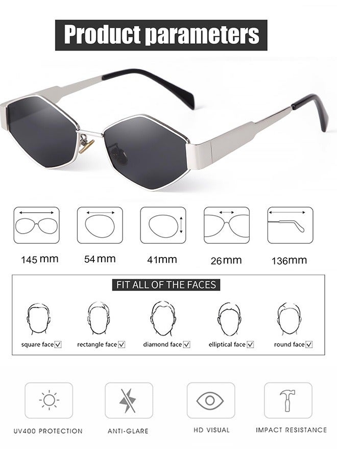 Oval Sunglasses Women Men Metal Frame Hexagon Sun Glassess for Men's Women's Sunglasses Designer Lightweight UV400 Protection Shades