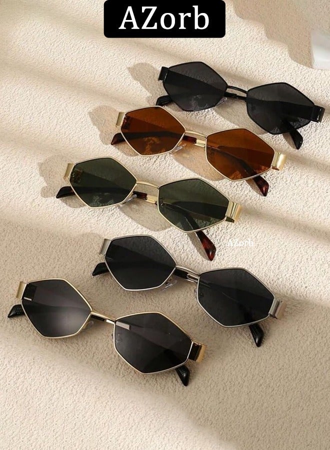 Oval Sunglasses Women Men Metal Frame Hexagon Sun Glassess for Men's Women's Sunglasses Designer Lightweight UV400 Protection Shades
