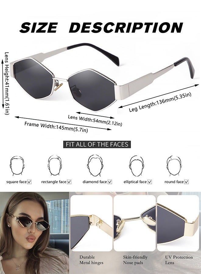 Oval Sunglasses Women Men Metal Frame Hexagon Sun Glassess for Men's Women's Sunglasses Designer Lightweight UV400 Protection Shades