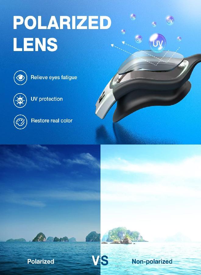 ZIONOR ZIONOR Swim Goggles, G1 ULTRA Photochromic Polarized Swimming Goggles for Men Women Adult, UV Protection Leakproof Easy Adjustable Strap for Indoor Outdoor Swimming (Polarized + Silver)  - Image 2
