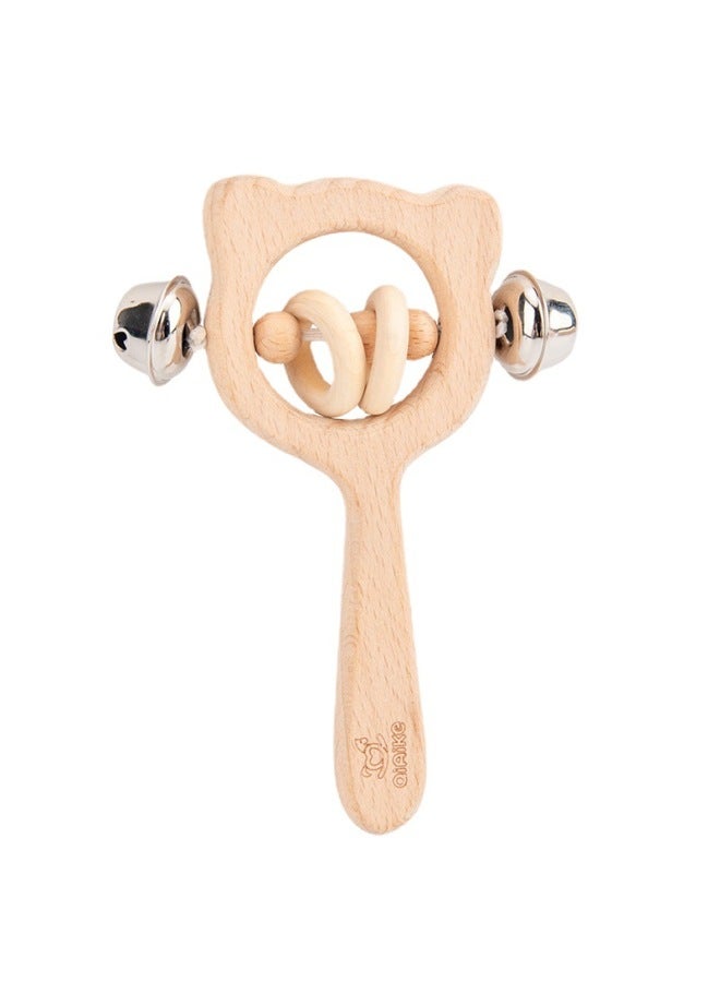 TC Wooden Toddler Puzzle Montessori Early Childhood Toy Baby Can Bite Wooden Hand Rattle To Soothe Gripping Toy Rattle - Image 5