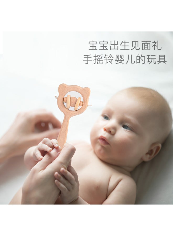 TC Wooden Toddler Puzzle Montessori Early Childhood Toy Baby Can Bite Wooden Hand Rattle To Soothe Gripping Toy Rattle - Image 4