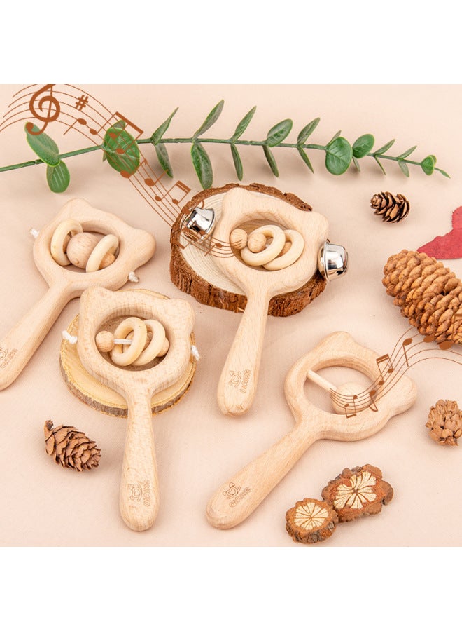TC Wooden Toddler Puzzle Montessori Early Childhood Toy Baby Can Bite Wooden Hand Rattle To Soothe Gripping Toy Rattle - Image 3