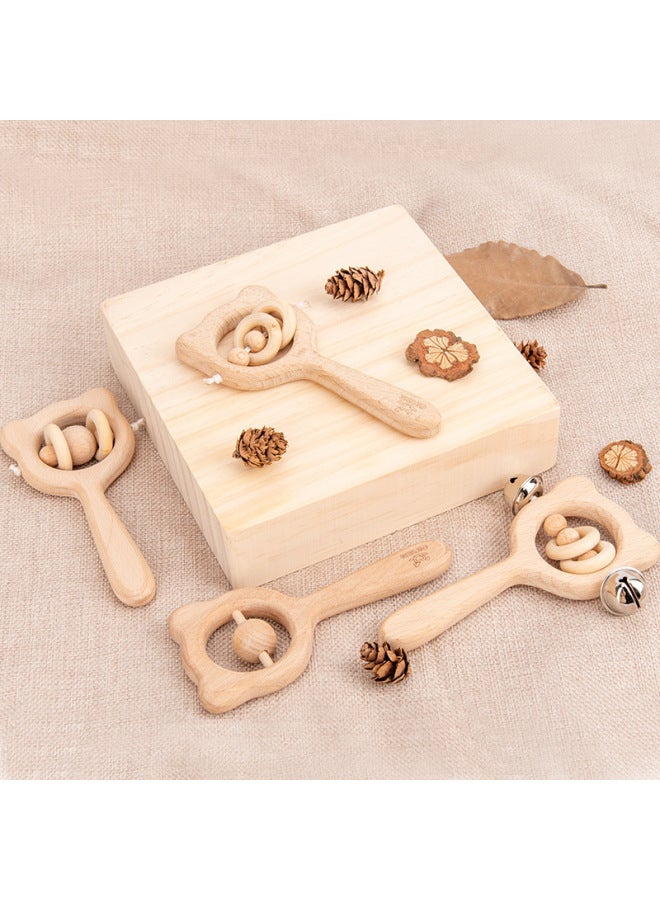 TC Wooden Toddler Puzzle Montessori Early Childhood Toy Baby Can Bite Wooden Hand Rattle To Soothe Gripping Toy Rattle - Image 2
