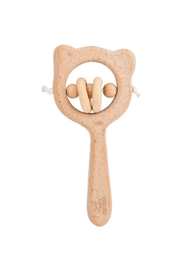 TC Wooden Toddler Puzzle Montessori Early Childhood Toy Baby Can Bite Wooden Hand Rattle To Soothe Gripping Toy Rattle - Image 1