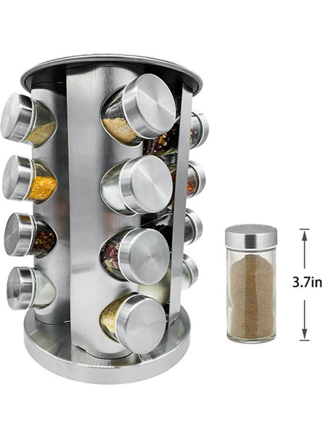 Alyashmac 16-Piece Rotating Spice Jar Set silver/Clear 9 x 27cm - Image 2