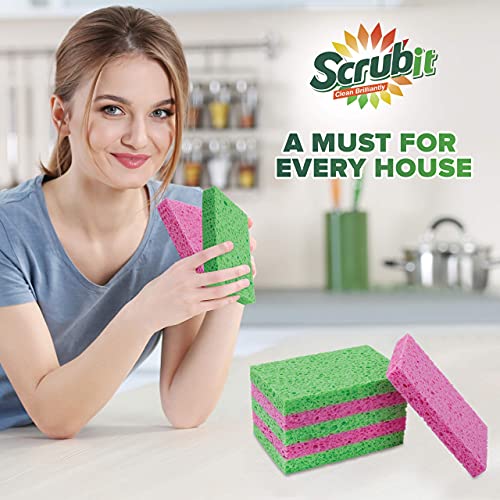 SCRUBIT Cleaning Scrub Sponges, [New Packaging] Non-Scratch Kitchen Sponges for Dishes -12 Pack Dishwashing Sponge - Assorted Colors Package May Vary - Image 3