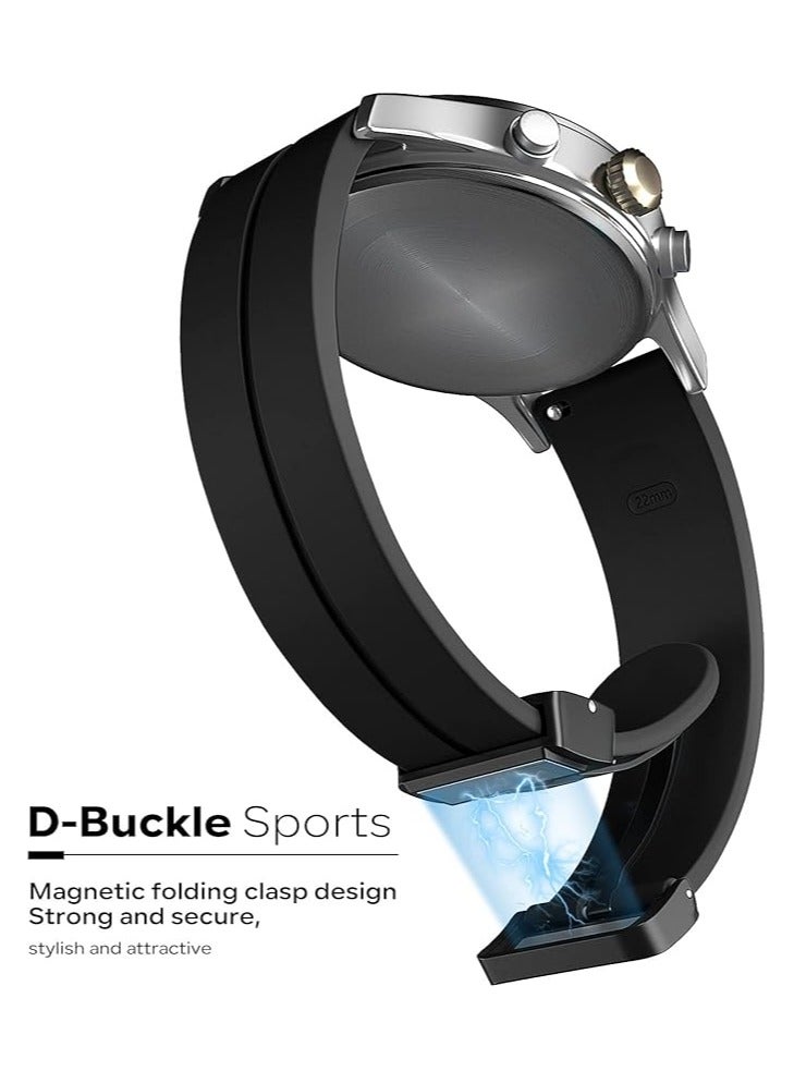 DUSALA Magnetic Watch Band 22mm - Quick Release - Skin-Friendly Soft Silicone Sport Watch Band for Men Women, Magnetic Folding Clasp Silicone Strap - Image 2