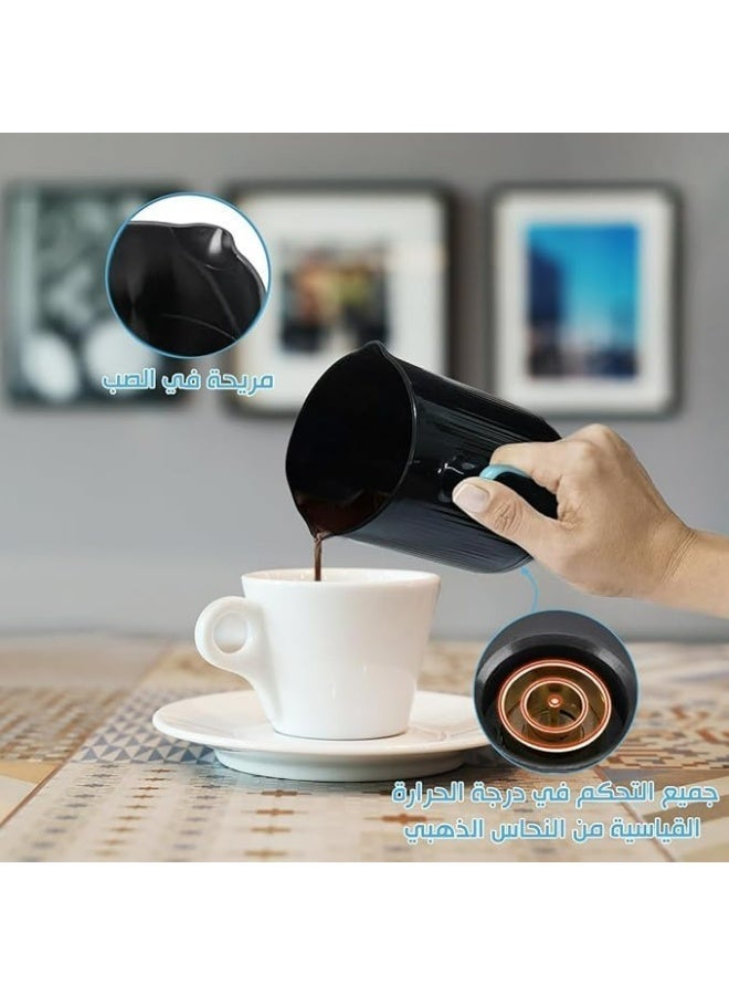 Turkish Coffee Maker Electric Coffee Machine 600W 4 Cup 280ml Anti Overflow Sensor Safety System Portable Coffee Pot For Home Office Travel (Blue) - Image 4