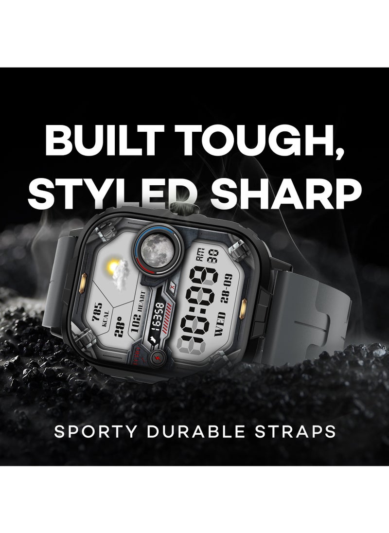 Pebble Nomad Pro Smart Watch for Men and Women, 1.99" True HD Display, Bluetooth Calling, Rugged Build, Rotating Crown, DIY Watch Faces, 100+ Sports Modes, IP68 Water and Dust Resistance, Rocky Grey  - Image 4