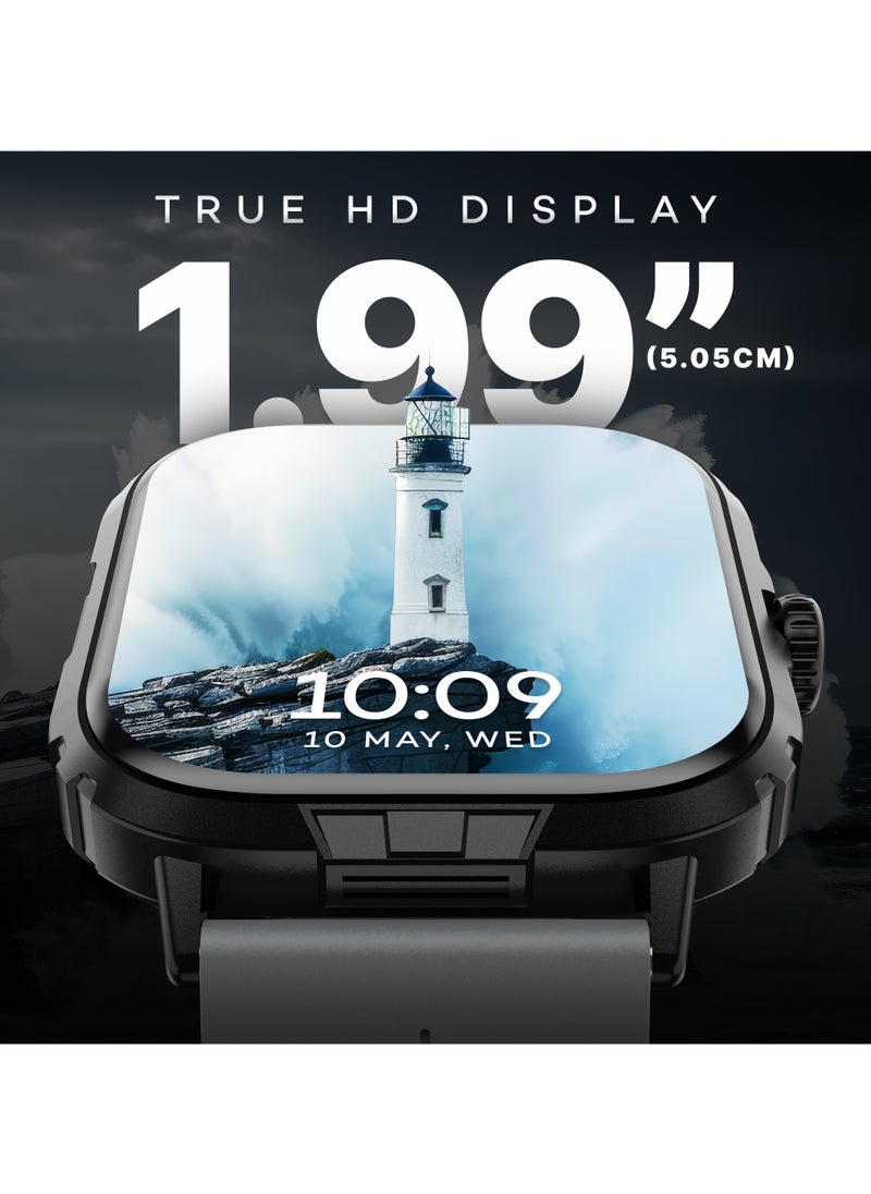 Pebble Nomad Pro Smart Watch for Men and Women, 1.99" True HD Display, Bluetooth Calling, Rugged Build, Rotating Crown, DIY Watch Faces, 100+ Sports Modes, IP68 Water and Dust Resistance, Rocky Grey  - Image 3