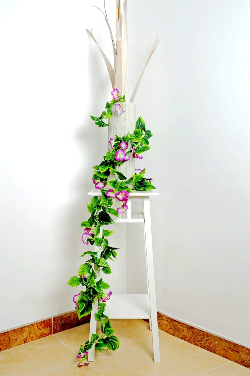 AirSun Artificial Morning Glory Flower Vines, 2pcs 15Feet Hanging Plants Silk Garland Fake Green Plant Home Garden Wall Fence Indoor Outdoor Wedding Birthday Decor - Image 3