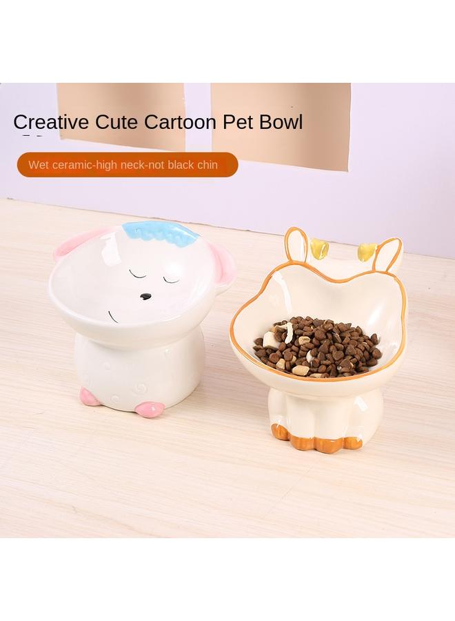 Bluejw Creative Ceramic Pet Bowl Cartoon Painted Large Bowl Mouth Neck Protection Black Chin Water Food Cat Bowl Multi-purpose - Image 2