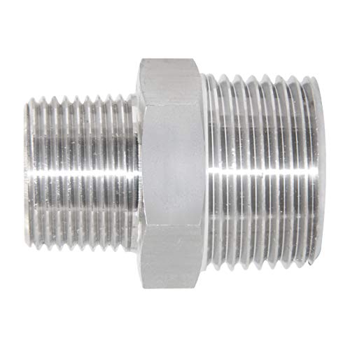 JoyTube Reducing Hex Nipple, 1/2" x 3/8" Male NPT Threaded Reducing Nipple Fitting, 304 Stainless Steel Pipe Fitting - Image 5