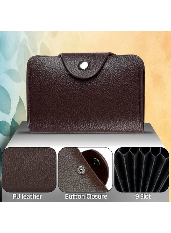Storite Storite 9 Slots Leather Credit Debit ATM Card Holder Case Wallet for Men & Women (10.5 x 7 x 2 cm, Brown)  - Image 3