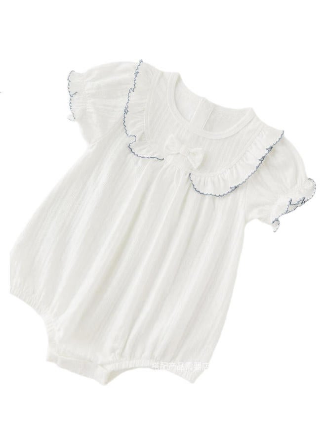 Good bear Cute Bear Baby Girl Short Sleeve Onesie Summer Thin Bodysuit Elastic Infant R Per H E Cute Triangle Ha Yi - Image 3
