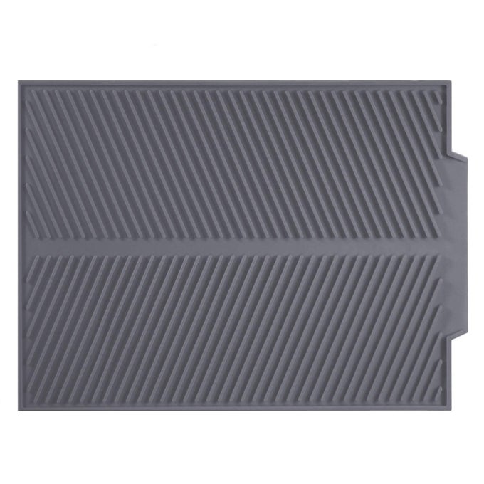 DISH DRYING MAT FOR KITCHEN COUNTER SILICONE LARGE DISH DRYING PAD EASY CLEAN NONSLIPPING HEAT RESISTANT DISH RACK MAT FOLDABLE DISH DRAIN MAT GRAY