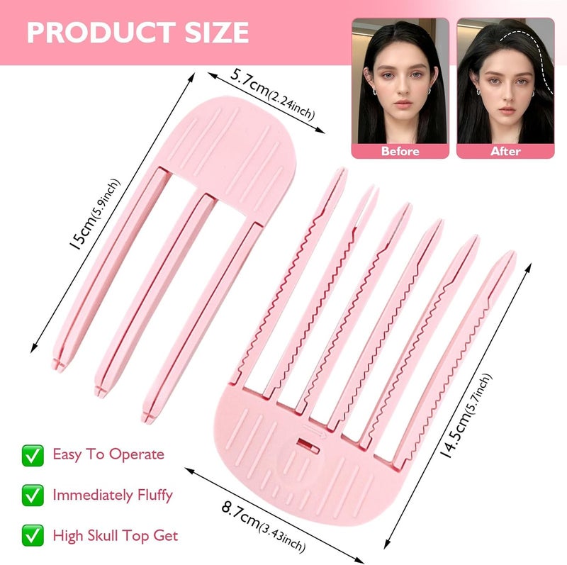 ChicAbode Wind Shaping Styling Comb, Fluffy Bangs Volume Hair Comb, Quick Hair Styling Hair Volume Clips For Women And Men, No-Trace Hair Root Lifting Clips For A Natural Voluminous Look (Pink Blue) - Image 4