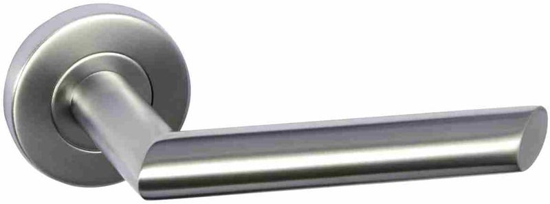 Union Stainless Steel Sprung Lever Door Handle with Concealed Fixings and Push-On Rosel, Fire Rated, Fits 32-50mm Doors – 19mm Diameter
