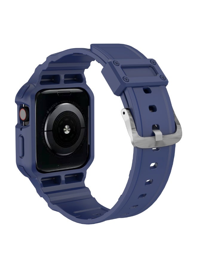 Compatible with Apple Watch 8 series watch straps and straps, male and female buckles 42/44/45mm, compatible with 3-7 series, durable case and strap, iWatch strap (blue+silver buckle)  - Image 2
