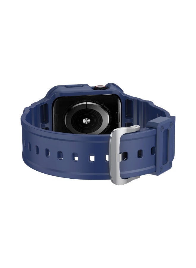 Compatible with Apple Watch 8 series watch straps and straps, male and female buckles 42/44/45mm, compatible with 3-7 series, durable case and strap, iWatch strap (blue+silver buckle)  - Image 5