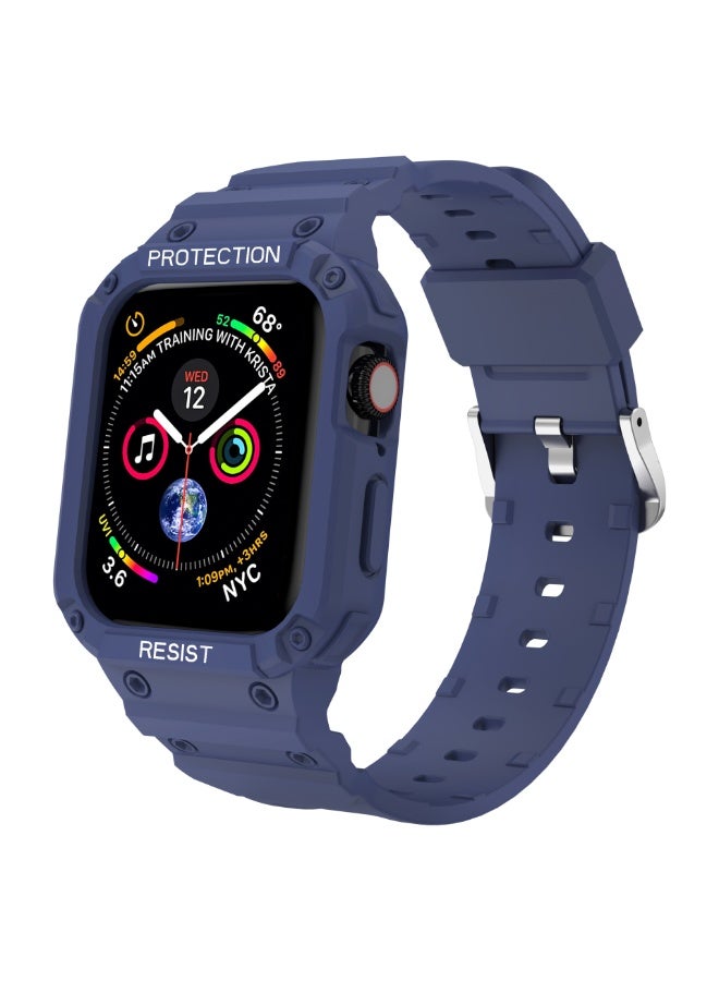 Compatible with Apple Watch 8 series watch straps and straps, male and female buckles 42/44/45mm, compatible with 3-7 series, durable case and strap, iWatch strap (blue+silver buckle)  - Image 1