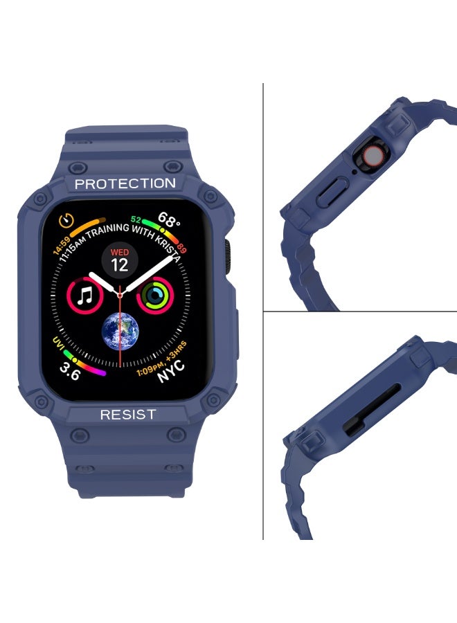 Compatible with Apple Watch 8 series watch straps and straps, male and female buckles 42/44/45mm, compatible with 3-7 series, durable case and strap, iWatch strap (blue+silver buckle)  - Image 3