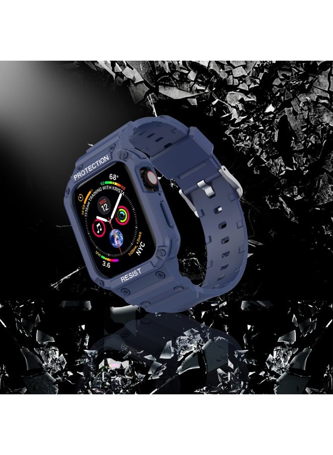Compatible with Apple Watch 8 series watch straps and straps, male and female buckles 42/44/45mm, compatible with 3-7 series, durable case and strap, iWatch strap (blue+silver buckle)  - Image 4