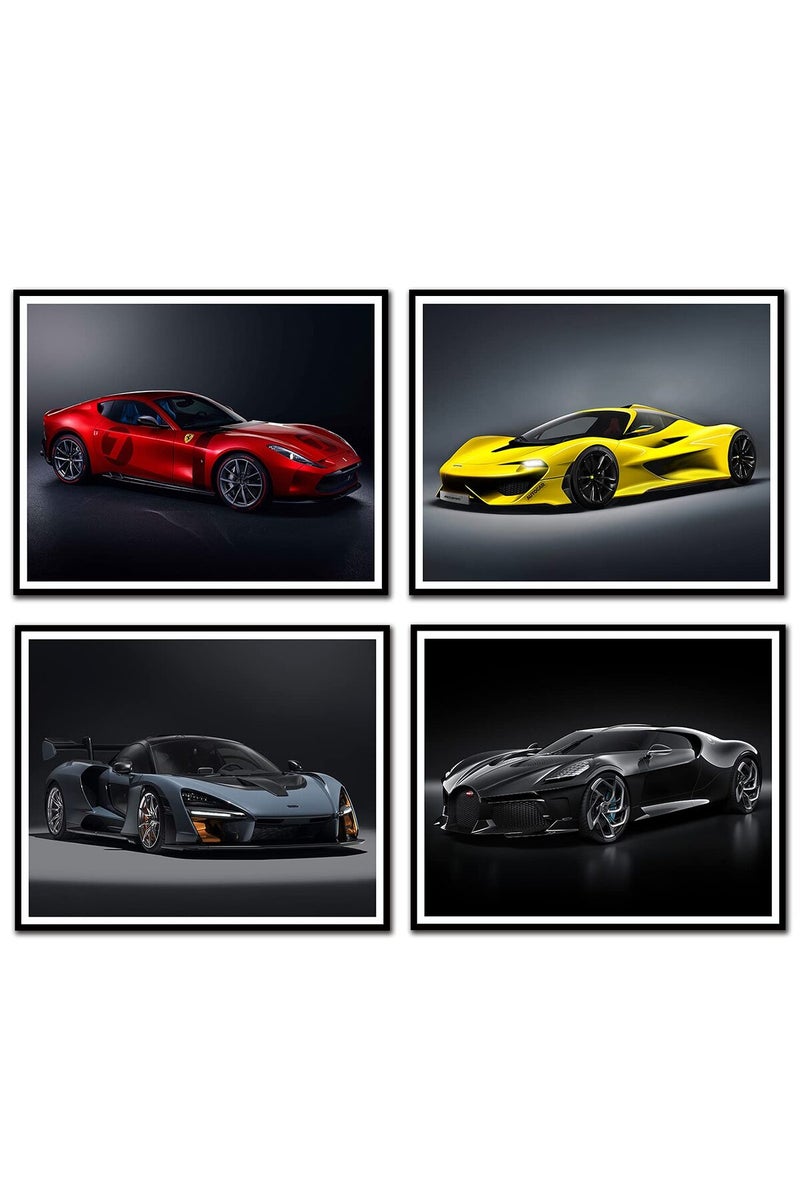 BPA® Car Poster Sports Canvas Wall art Posters Supercar Decor for Boys Room Bedroom Set of 4 Unframed, 8x10 inch - Image 1
