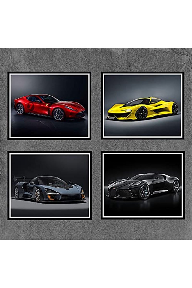 BPA® Car Poster Sports Canvas Wall art Posters Supercar Decor for Boys Room Bedroom Set of 4 Unframed, 8x10 inch - Image 3
