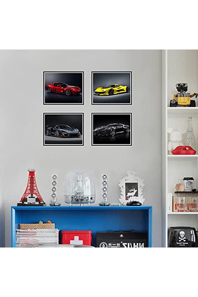 BPA® Car Poster Sports Canvas Wall art Posters Supercar Decor for Boys Room Bedroom Set of 4 Unframed, 8x10 inch - Image 2