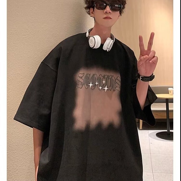 Suede Heavy Fashion Brand Short-Sleeved T-Shirt Men'S Summer American-Style Hiphop High Street Fashion Half-Sleeved High-End Sense T-Shirt - Image 4
