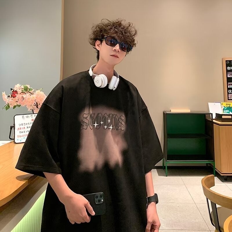 Suede Heavy Fashion Brand Short-Sleeved T-Shirt Men'S Summer American-Style Hiphop High Street Fashion Half-Sleeved High-End Sense T-Shirt - Image 5